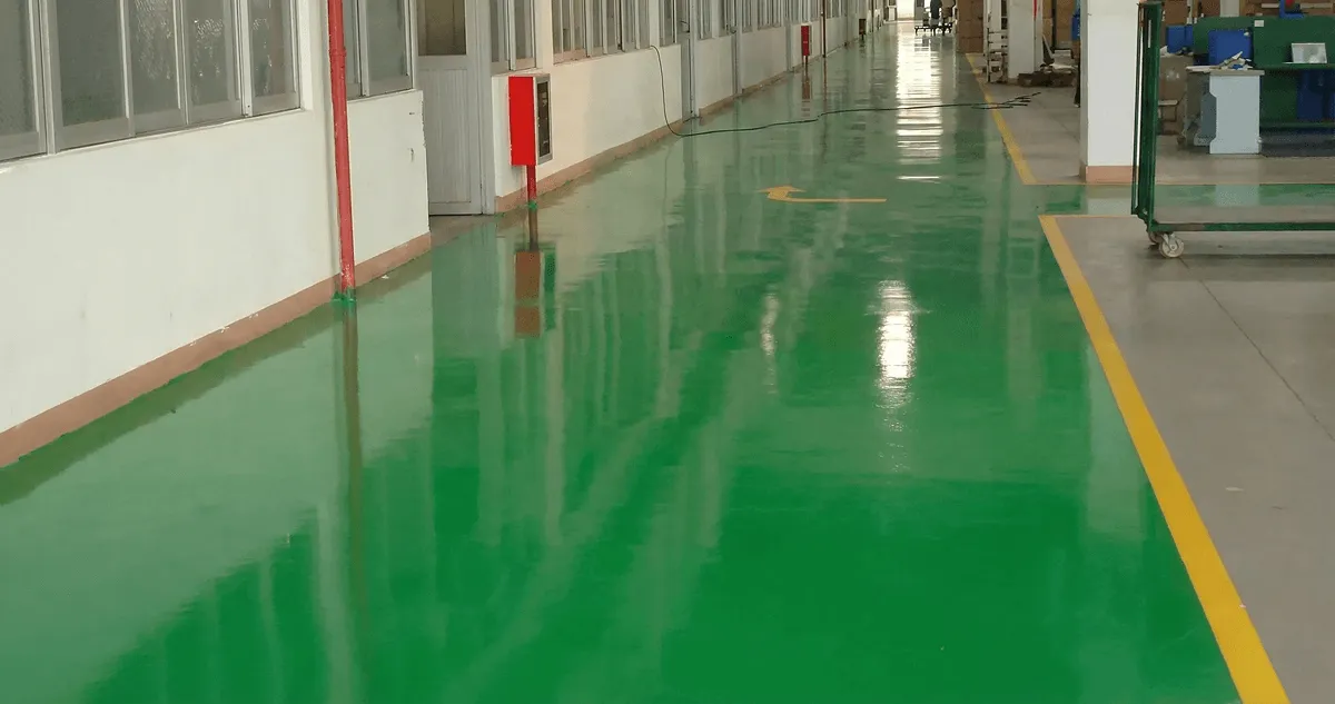 A factory floor professionally covered and marked with epoxy flooring in Omaha, NE